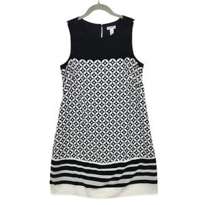Old Navy Tank Dress Womens Size Petite Small Black White Geo Print Stripe Lined